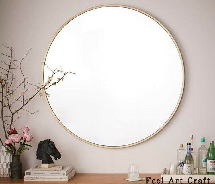 ミラー 壁掛け ウォールミラー ラウンドミラー 鏡 壁掛けミラー 直径40cm おしゃれ 可愛い ゴールド ブ..