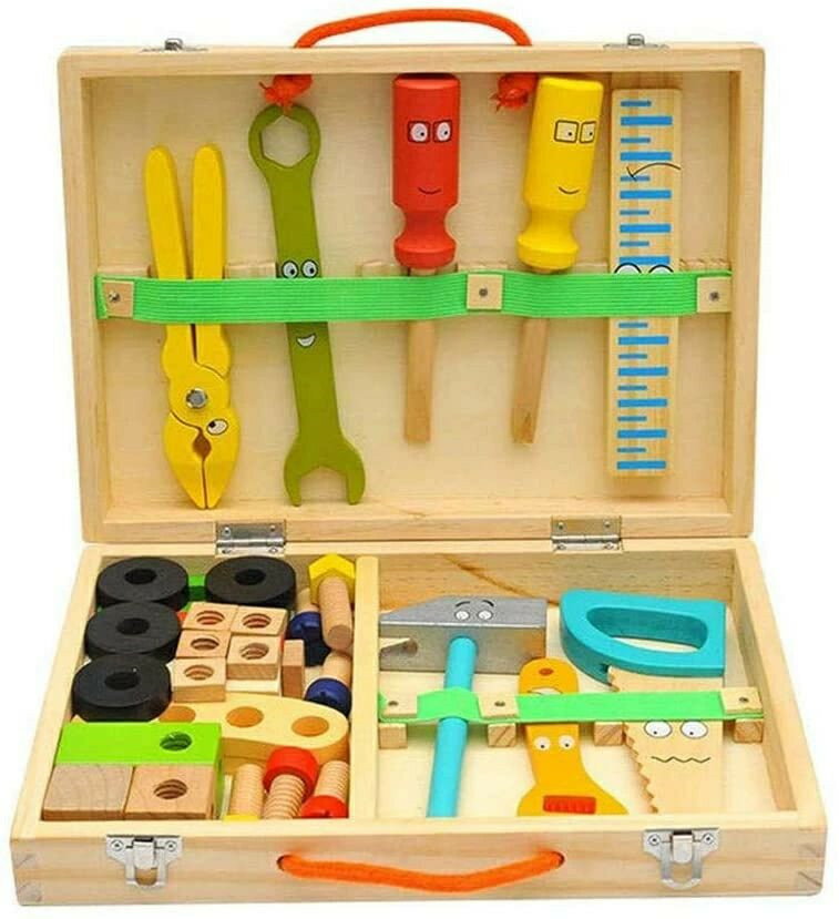 大工さん 子供用 工具セット 子どもに人気な大工さんセット 木製ツールボックス おままごと 木のおもちゃ DIY 木製 早期学習玩具 男の子のおもちゃ 知育玩具