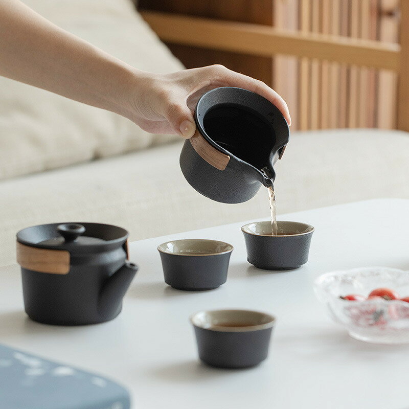 急須 湯呑み セット ティーポット 番茶器セット 茶器揃 陶磁茶具セット 茶器 茶皿 旅行ティーセットー カップ シンプルな和風 収納バッグ付き 茶器乾燥ティートレー お出かけ用 和風急須 3杯セット 6点入 おしゃれ 茶道具