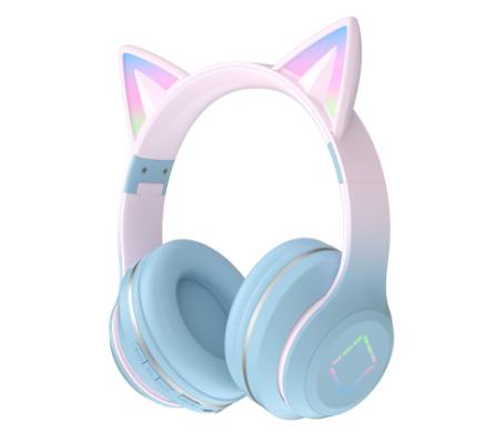 可愛い 猫耳ヘッドホン Bluetooth マイク付き ワイヤレス ヘッドホン 子供用 大人用 有線&無線 イヤホン 折りたたみ式 ヘッドフォン 高音質 LEDライト 密閉型 ヘッドセット iPhone iPad Android PC プレゼント 小学生 誕生日、
