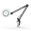 拡大鏡 スタンドルーペ クリップ式 倍率10倍 レンズ直径10.5CM LEDライト付き 360°角度調整可能 読書 新聞 地図 ジュエリー 手芸 虫眼鏡 USB給電(4)