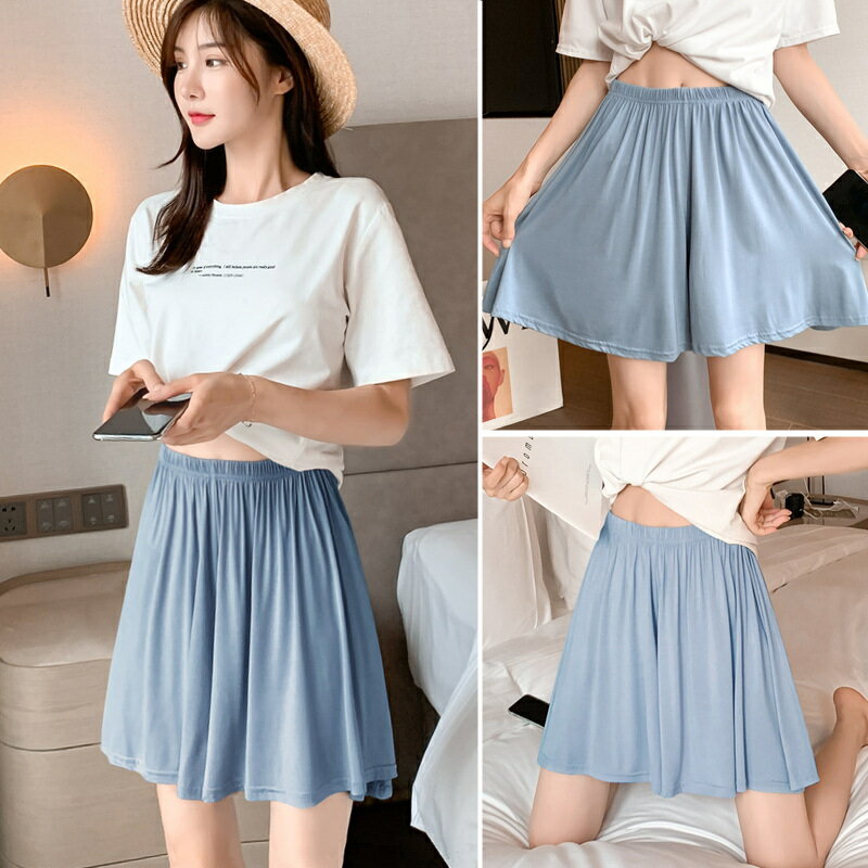 キュロットパンツ フレアシルエット ルームウエア 送料無料 ショートパンツ スカート風 ワイドパンツ パジャマ ボトムス 薄手 膝上 3分丈 大きサイズ 無地 ...