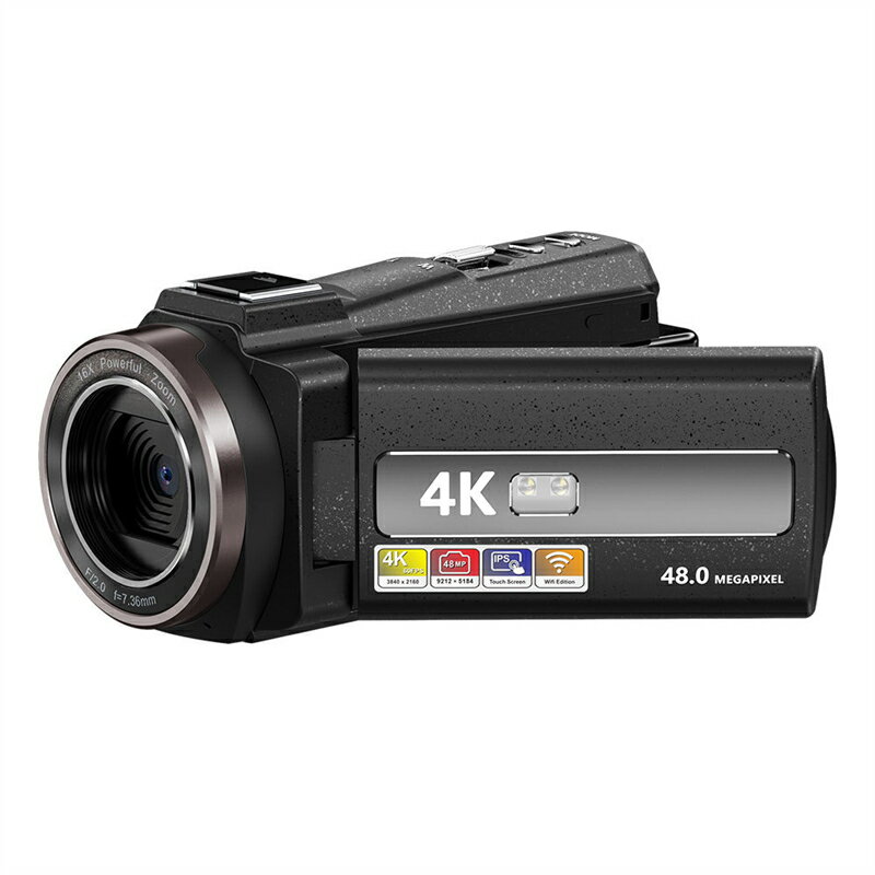 ビデオカメラ 4K 撮影 16倍デジタルズール 4800万画素 広角レンズ超高画質 IRナイトビジョン Wifi機能 3.0インチ画面 Webカメラ YouTubeカメラ DVビデオカメラ VLOGカメラ