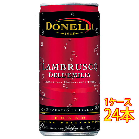 ランブルスコ・デッレミリア ロッソ アマービレ / ドネリ 赤 発泡 甘口 缶 200ml 24本 イタリア エミリア・ロマーニャ スパークリングワイン コンビニ受取対応商品 ヴィンテージ管理しておりません、変わる場合があります ケース販売 お酒 父の日 プレゼント