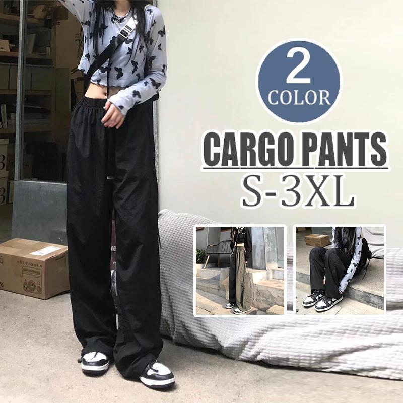 カーゴパンツ レディース ミリタリー ワイドパンツ ウエストゴム ヒップホップ ダンス ファッション カジュアル おしゃれ ゆったり 美シルエット 夏