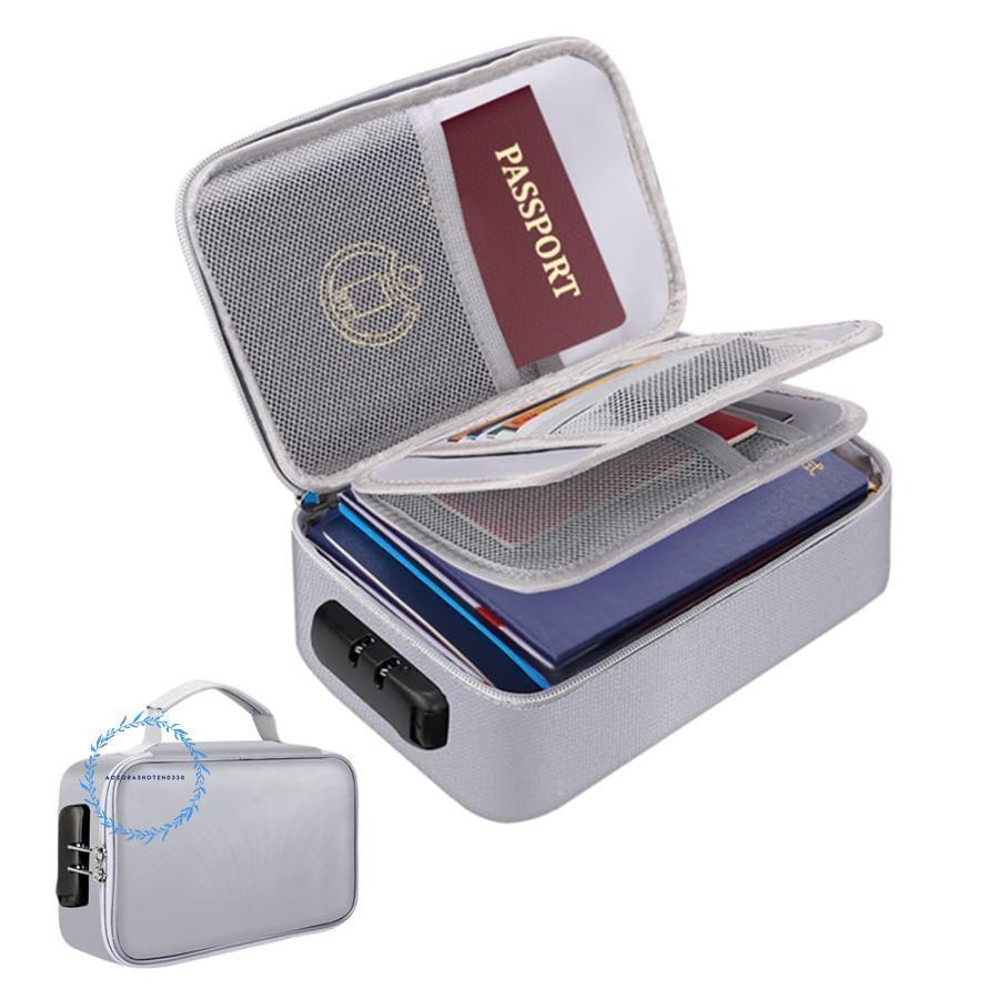 収納ポーチ 耐火バッグ 防水 防火 防災 手提げ パスワードロック付き マルチケース 多層収納 貴重品入..