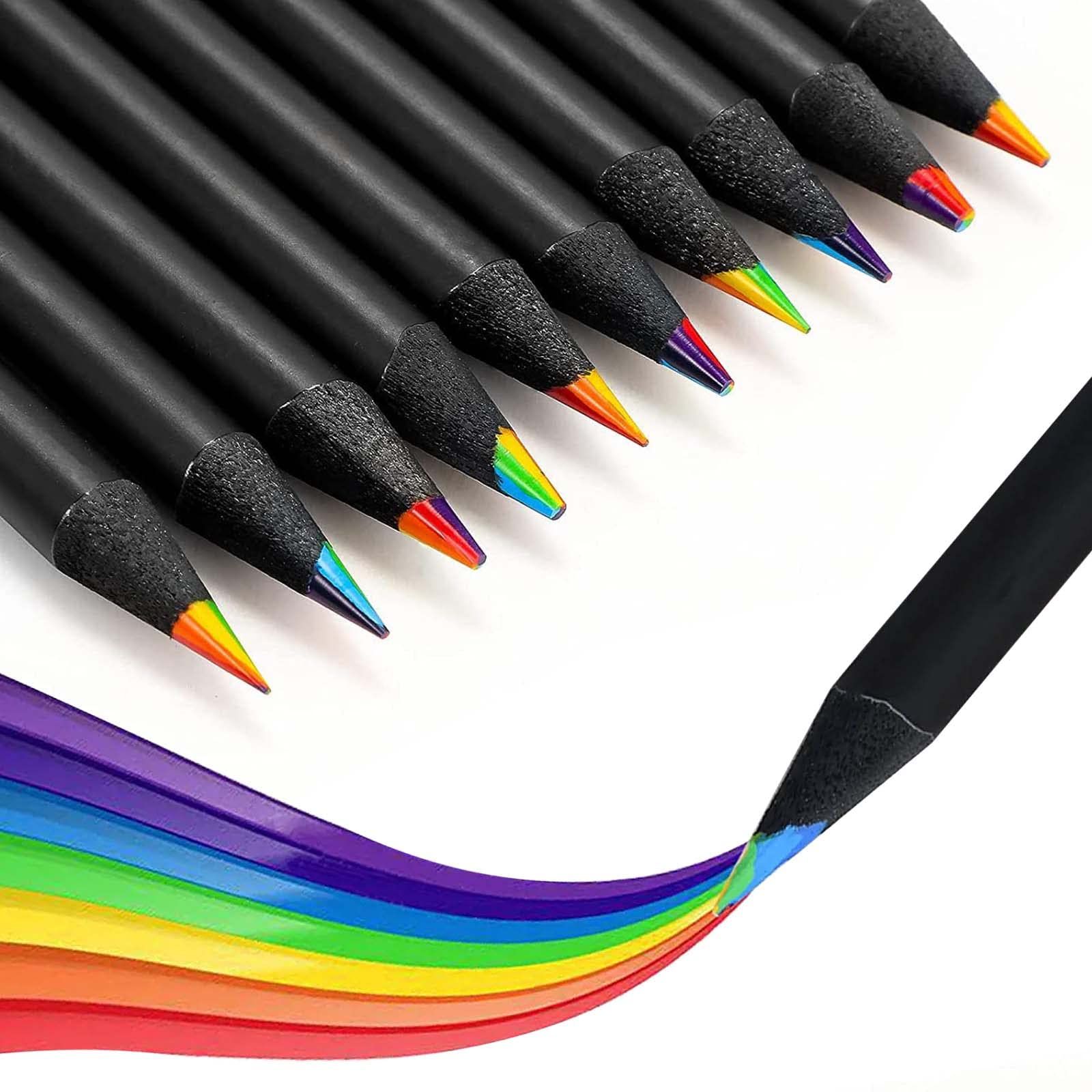 SZSS 色鉛筆(12本入り) 7色合 1 ブラックウッド レインボー色鉛筆 多色鉛筆 子供用絵画 着色 スケッチ パーティーのデコレーションに
