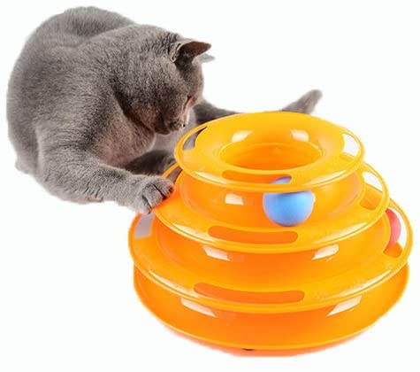 猫 おもちゃ 回転 ボール ぐるぐる 猫じゃらし付き 猫用知育玩具 運動不足 ストレス解消 (オレンジ)