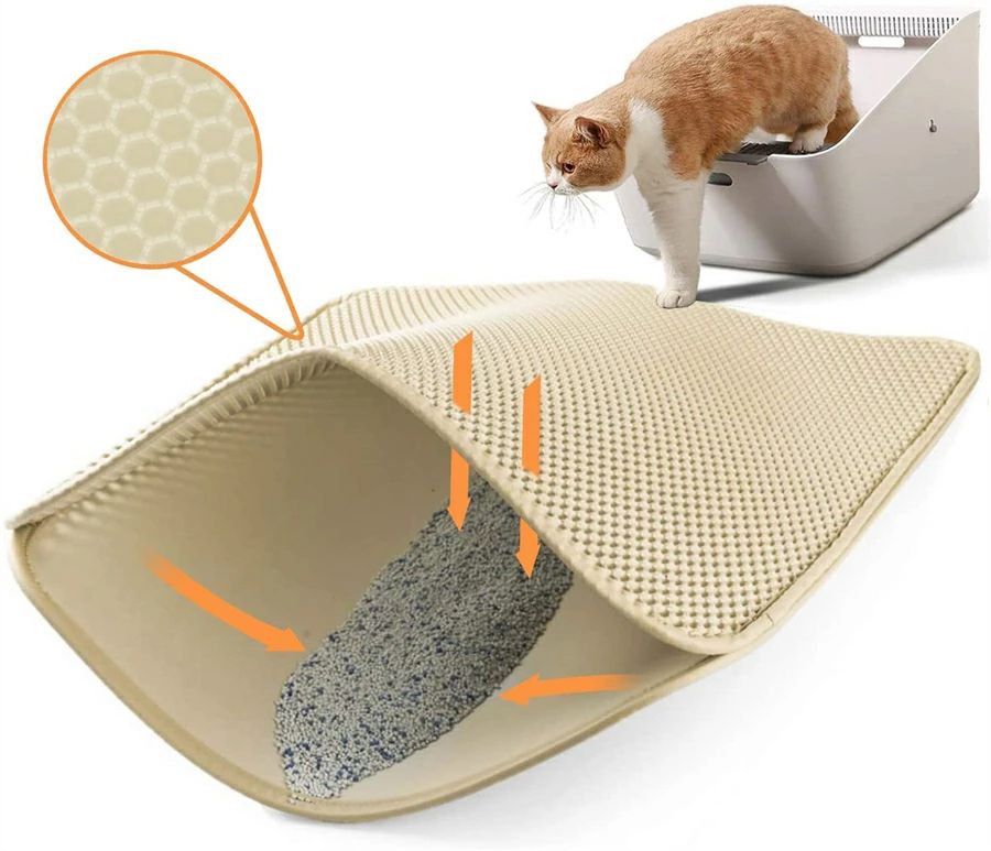 仕様 素材：EVA素材 サイズ：75cm x 55cm ●凹凸面デザイン 猫砂の飛散を最小限に防ぎます、猫のトイレの周りを清潔に保ち、あなたの清掃時間を節約します。 こぼれた砂は無駄なく使用できます。猫の砂はマットの内部に集められ、開口部から流出し、繰り返し使用することができます。 ●防水＆衛生維持 猫の足を痛めないように表層は安全で無公害なEVA材質で作られ、軽くて耐久性があり、柔らかくて快適です。 底層は防水加工、軽量で長時間使用可能。 防水底層は床を乾燥状態に保ち、滑り止め機能を持っています。 湿気を吸収し、カビの発生や臭気の拡散を抑制する独立気泡構造を採用しています。 ●水洗いOK ブラシと水を使って本品の中を掃除し、最後にしっかり乾燥させてください。 ●返品について 万一、不良品や誤配送など当社原因による場合には、良品の交換にて対応させていただきます。 お手数ですが、商品到着後、一週間以内にお電話又はメールにてご連絡下さい。