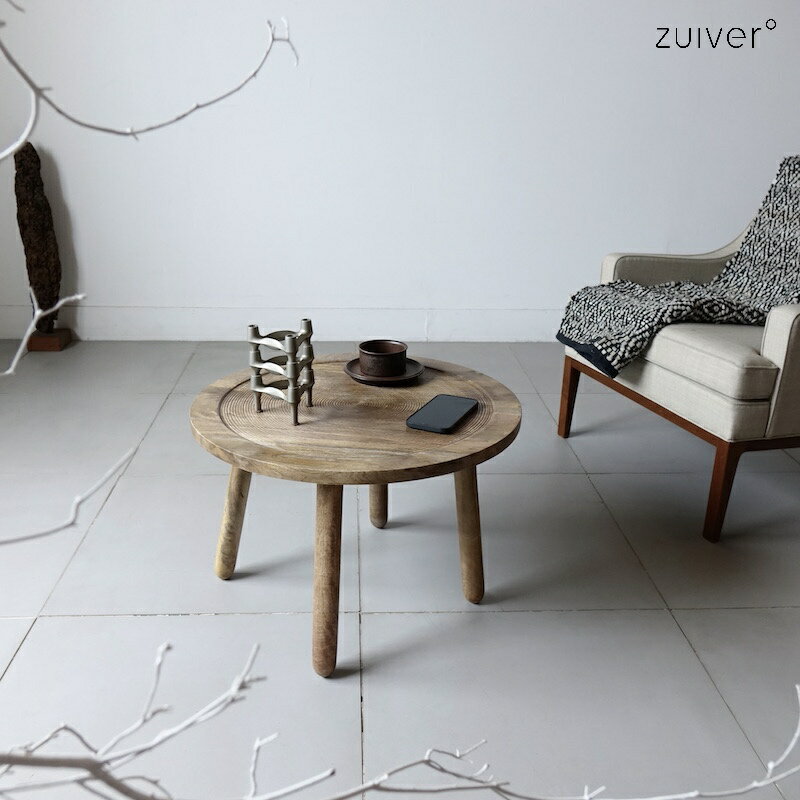 Zuiver サイドテーブル 木製 北欧 幅60x高さ40cm おしゃれ 円形 コーヒーテーブル 丸 円形 boho Dendron Side Table L