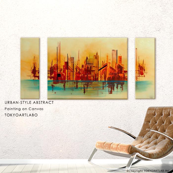都市の景観 モダン 壁掛け インテリア Cityscape 絵 おしゃれ インテリア モダンアート おすすめ ミッドセンチュリー 風景画 玄関に飾る絵 ホテル オフィス 3枚組 リビング 絵画