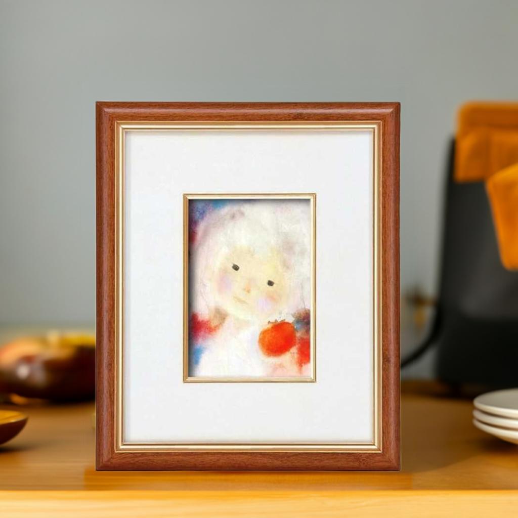 いわさきちひろ 絵画 版画 全30作 柿を持つ少女 壁掛け用 スタンド付き 額入りの絵 童画 絵本作家 額付き アートパネル作品 化粧箱入 パステル