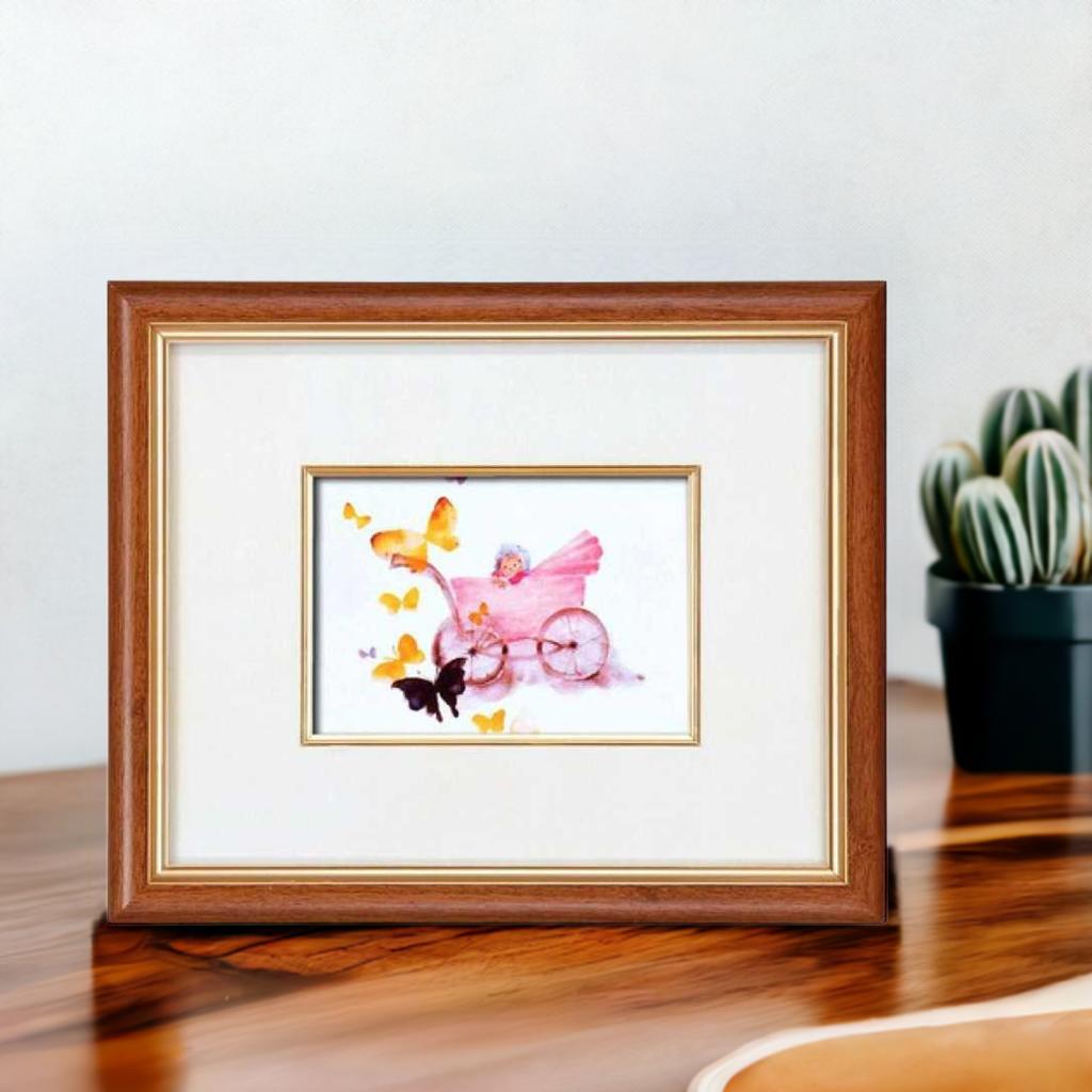 いわさきちひろ 絵画 版画 全30作 乳母車と赤ちゃん(うばぐるまとあかちゃん) 壁掛け用 スタンド付き インチ額 童画 絵本作家 額付き 作品 化粧箱入り