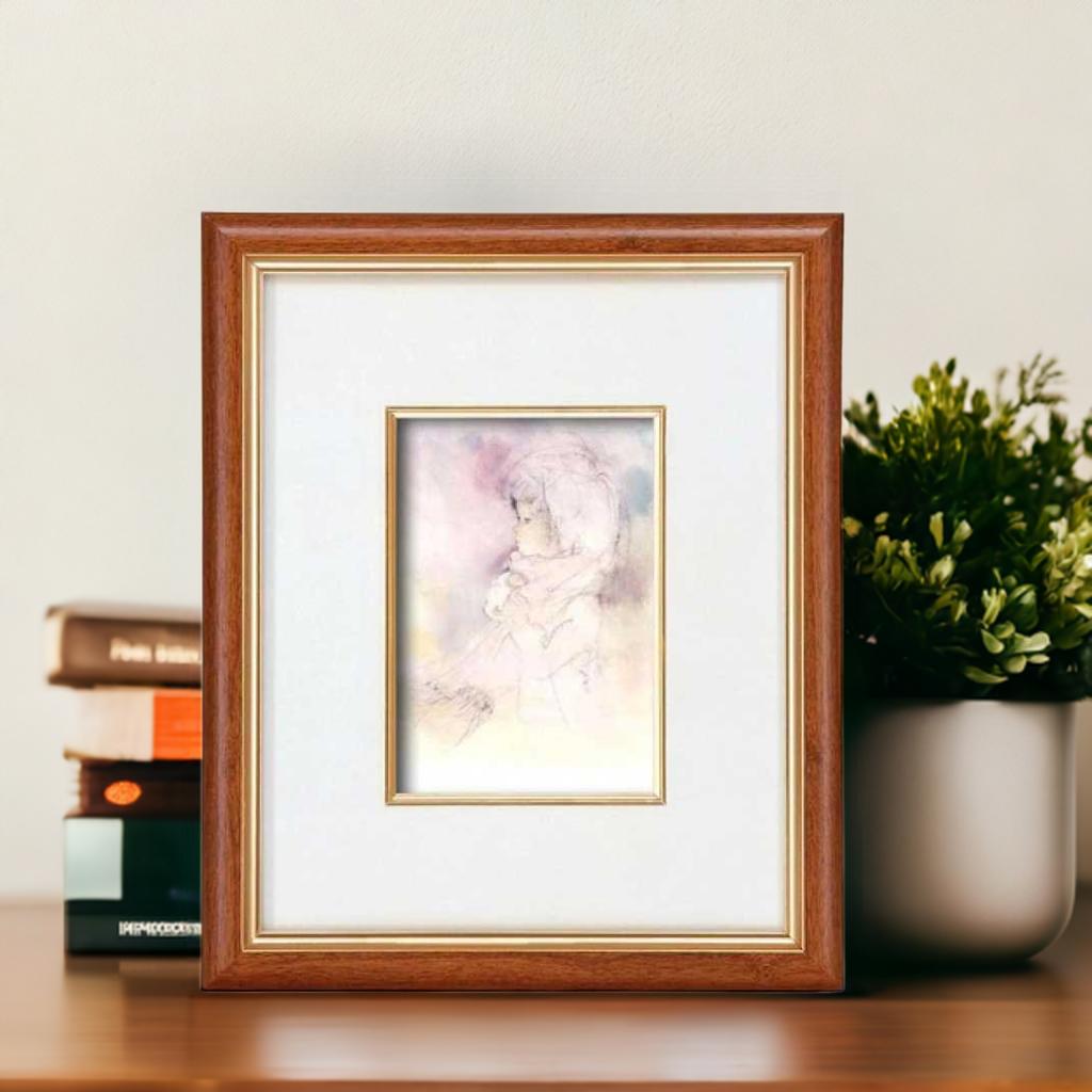 【BLACK FRIDAY限定クーポン】 いわさきちひろ 絵画 版画 全30作 マフラーをした少女 壁掛け用 スタンド付き 額入りの絵 童画 絵本作家 額付き ...