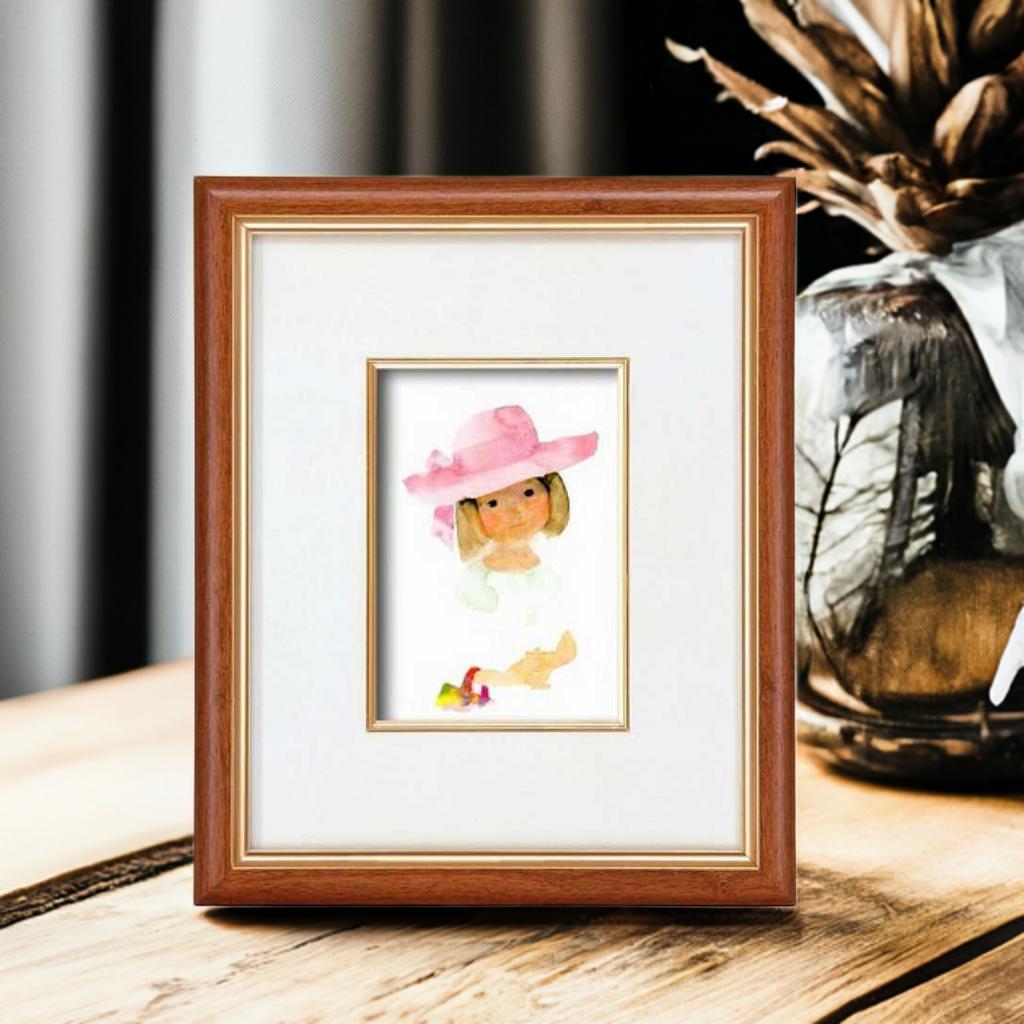 【BLACK FRIDAY限定クーポン】 いわさきちひろ 絵画 版画 全30作 ピンクの帽子(ぴんくのぼうし) 壁掛け用 スタンド付き 額入りの絵 童画 絵本作...