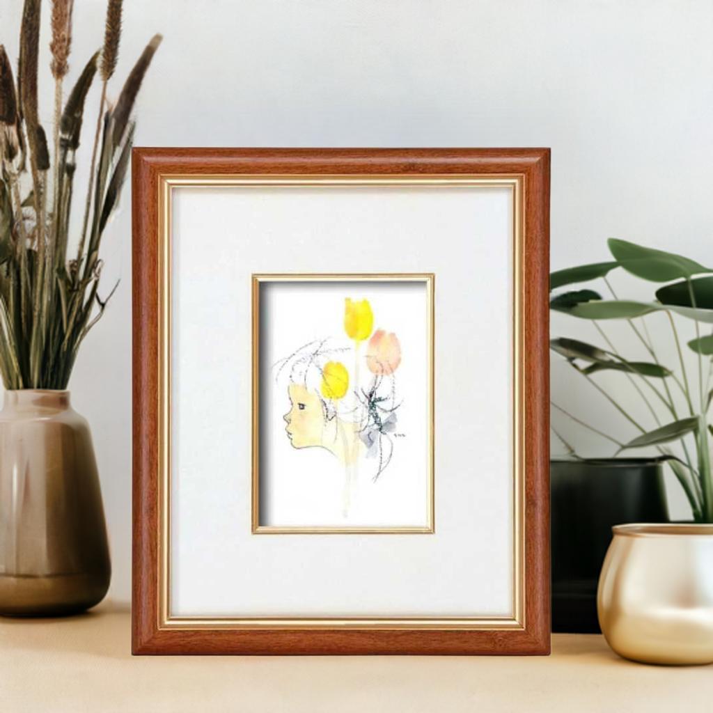 【BLACK FRIDAY限定クーポン】 いわさきちひろ 絵画 版画 全30作 チューリップと少女 壁掛け用 スタンド付き 額入りの絵 童画 絵本作家 額付き ...
