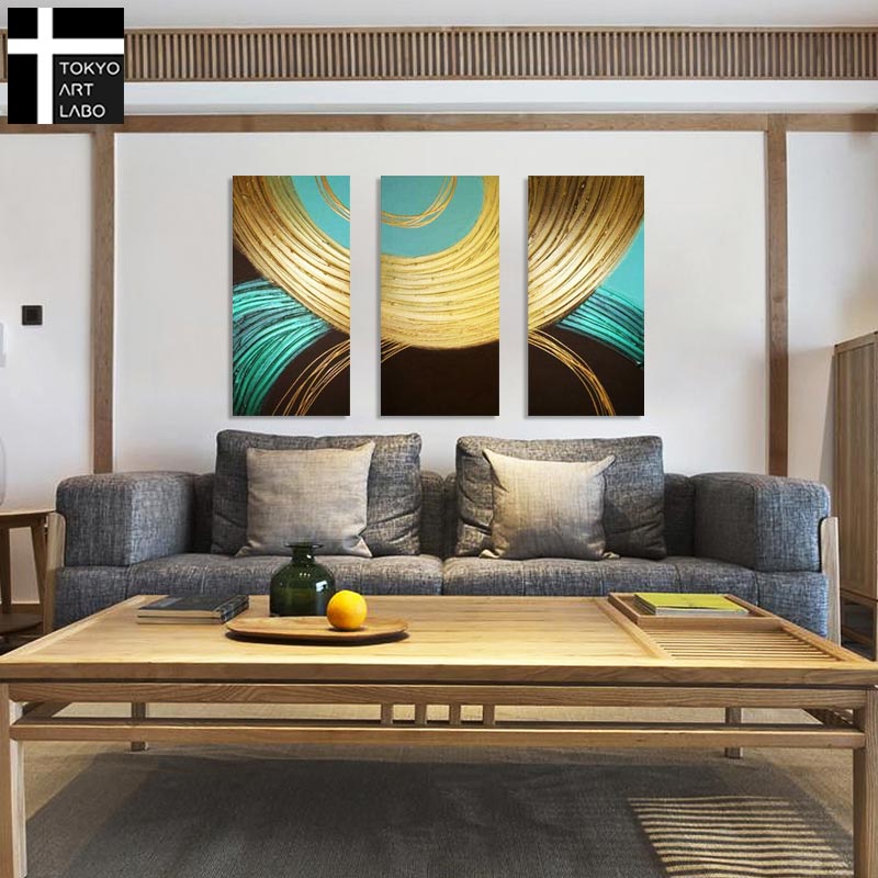 【あす楽】 絵画 インテリア 壁掛け おしゃれ 絵 【蒼金の抽象】新築 玄関 リビング 和風 和モダンアート 枯山水モチーフ ホテル オフィス モデルハウス 内装用 業務用 油彩画