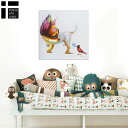 絵画 H700mm W700mm ダイナミックな壁掛けインテリア かわいいワンコ・トリの絵 額なし 「ドッグシリーズ-2」小鳥と かわいい 犬の絵 チワワ