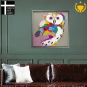 【楽天ランキング1位獲得】絵画 ビビッドな ふくろう 大型83cm×83cm 梟の絵 インテリア 壁掛け アート ディスプレイ カラフルオウル フクロウ 玄関 リビング 子供部屋 風水 動物画 額付き 油絵