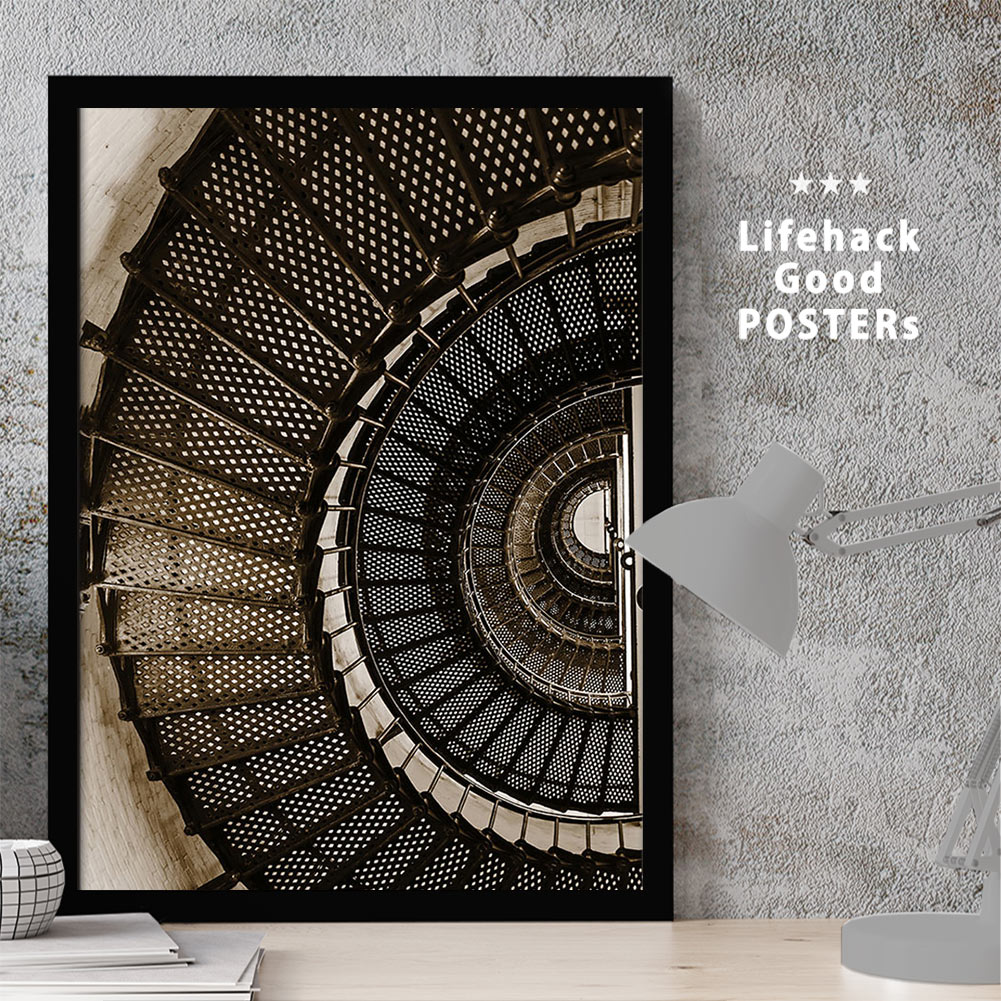 【11/25 限定クーポン】 LIFEHACK プロ仕様 ミニマルポスター 建築美 建造物 A2 A3 A4 サイズ フレーム対応 インテリア用ポスター 階段 ...