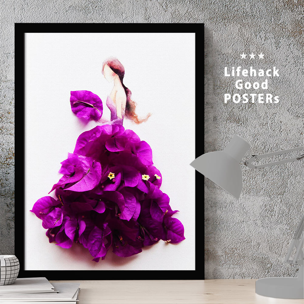 【11/25 限定クーポン】 スタイリッシュな女性モチーフ LIFEHACK ポスター アートプリント A3 A4 A2 壁掛け装飾に ブーゲンビリアのドレス ...