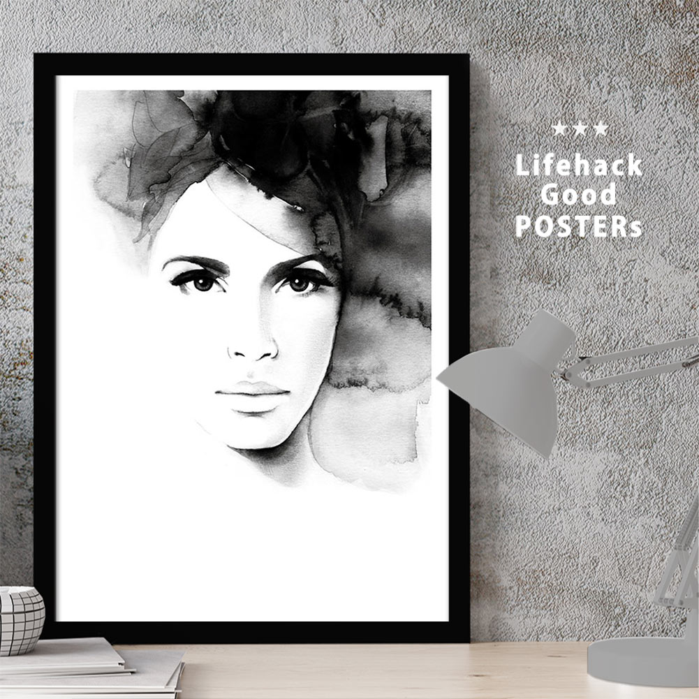 【11/25 限定クーポン】 スタイリッシュな女性モチーフ LIFEHACK ポスター アートプリント A3 A4 A2 壁掛け装飾に 水彩 wet on we...
