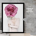 【スーパーSALE限定クーポン】 女性シルエットのアートポスター LIFEHACK A3 A4 A2 インテリア装飾に最適大きな花飾りの少女 美しい曲線美 シル...