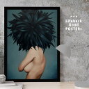 【11/25 限定クーポン】 女性シルエットのアートポスター LIFEHACK A3 A4 A2 インテリア装飾に最適 無数の翼 黒い羽根 シック モダン 北欧...