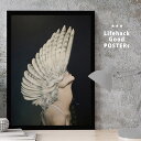 【11/25 限定クーポン】 女性シルエットのアートポスター LIFEHACK A3 A4 A2 インテリア装飾に最適羽の生えた少女 神話的 イカロスの翼 神秘...