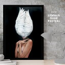 【11/25 限定クーポン】 女性シルエットのアートポスター LIFEHACK A3 A4 A2 インテリア装飾に最適美しい翼 羽根 女の子 白鳥 北欧 モダン