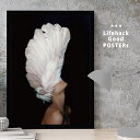 【11/25 限定クーポン】 女性シルエットのアートポスター LIFEHACK A3 A4 A2 インテリア装飾に最適翼の生えた少女 白い羽根 シック モダン ...