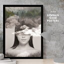 【11/25 限定クーポン】 女性シルエットのアートポスター LIFEHACK A3 A4 A2 インテリア装飾に最適二重露光 多重露光 デジタルコラージュ 深...