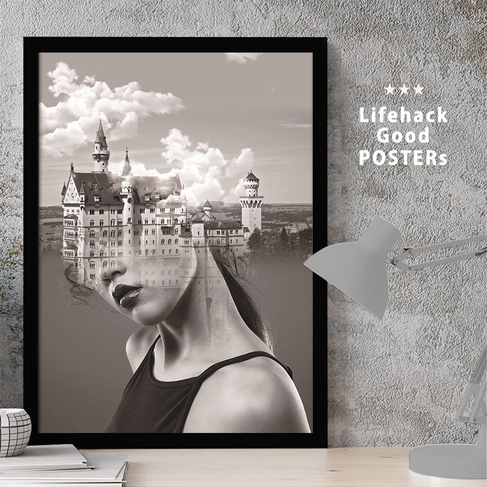 【11/25 限定クーポン】 女性シルエットのアートポスター LIFEHACK A3 A4 A2 インテリア装飾に最適ノイシュヴァンシュタイン城 ドイツ バイエ...