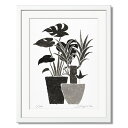絵画 モノクロ 植物画 モンステラとユッカ 白フレーム 八切 | 玄関やリビングをシックに演出するアートパネル | モノトーンインテリにマッチ、シンプルなミニマ...