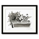 絵画 モノクロ 植物画 アイビーと多肉植物 黒フレーム 八切 | 玄関やリビングをシックに演出するアートパネル | モノトーンインテリにマッチ、シンプルなミニマ...