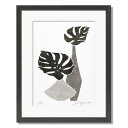 絵画 モノクロ ミニアート モンステラ | 植物画 版画 おしゃれ アートパネル モダン 北欧スタイル 壁掛け 絵 インテリア装飾 リビング 玄関 オフィス ホ...