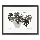 絵画 モノクロ ミニアート モンステラミニマ 黒フレーム 八切 | 植物画 版画 おしゃれ アートパネル モダン 北欧 壁掛け 絵 インテリア装飾 玄関 オフィ...