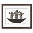 絵画 モノクロ ミニアート バンザイサボテン ブラウン八切 | 植物画 版画 おしゃれ アートパネル モダン 北欧 壁掛け 絵 インテリア装飾 玄関 オフィス ...