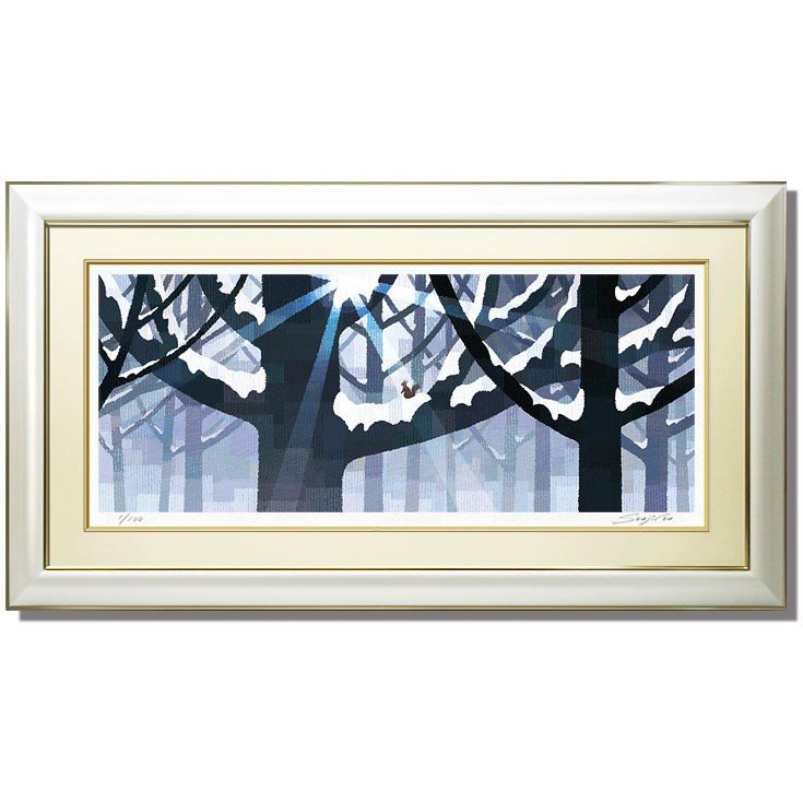 絵画 インテリア 壁掛け 額入り【春を待つ】額絵 雪 雪景色 冬 事務所 会議室 商談ルームの壁に飾る 絵画販売 東京アートラボ 母の日