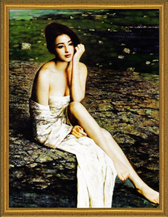 人物画vipルームなど特別な空間の演出 ホテル ラウンジなどの業務用ディスプレイに 壁掛けアート専門店東京アートラボ 女性美を堪能する絵画をお手元に額付 絵画 絵画 女性 絵画 艶美な油彩画 直筆 無題 人物画 モダンアート 30号サイズ 国産額付き アート