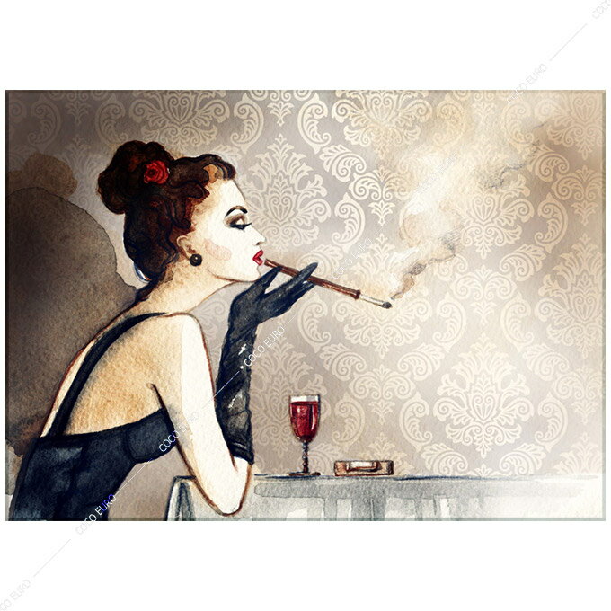 COCOEURO G _ PLEXIGLAS with cigarette . Watercolor SIZE mm 1000*1400 A[g   G RR RuA[gʃf  t[XA[g ؍