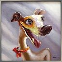 絵画 インテリア 油絵 かわいい犬の絵癒しのヒーリングアート一枚ずつ手描きのオンリーワンアイテム玄関 キッチン リビング ダイニングに大きいサイズの油絵 壁掛け 額付き アート