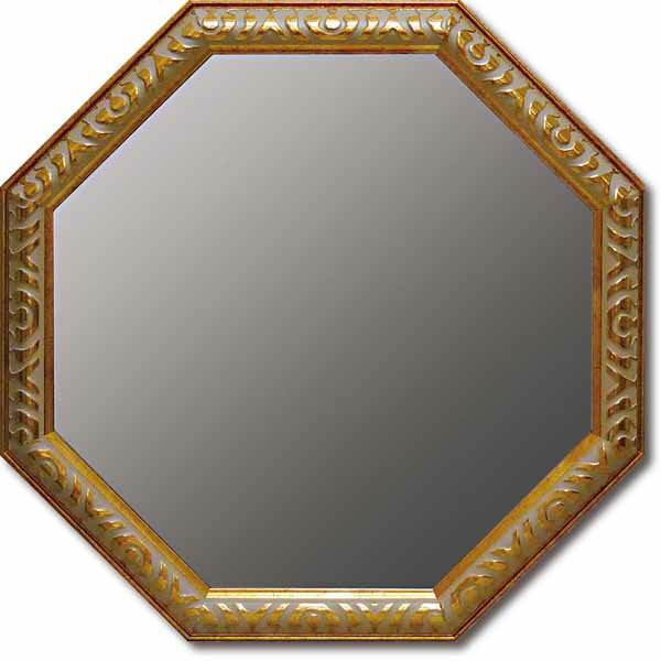 【BLACK FRIDAY限定クーポン】 鏡 八角ミラー アンティーク Lサイズ ゴールド