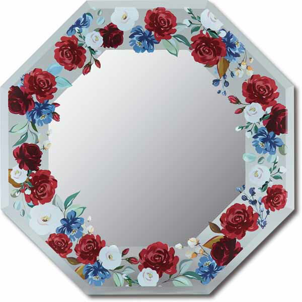 FGデザイン 八角ミラー「ヴィンテージローズ」Sサイズ