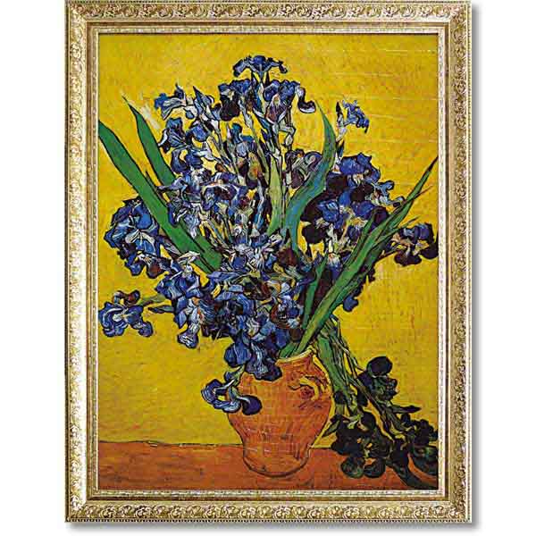 【スーパーSALE限定クーポン】 アートパネル 絵画 90x70cm 3kg未満 ゴッホ「花瓶のアイリス」 SZ特大 花 TVBL