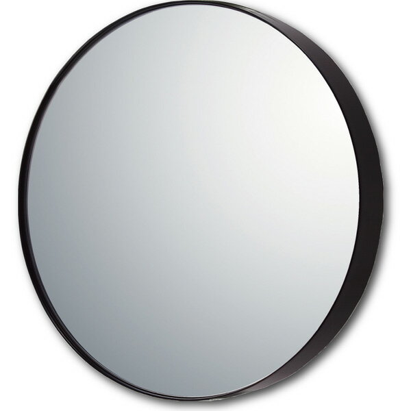 鏡 紐で壁掛けできる 変形ミラー オーバル ミラー「ラウンドL グロスブラック」(3)