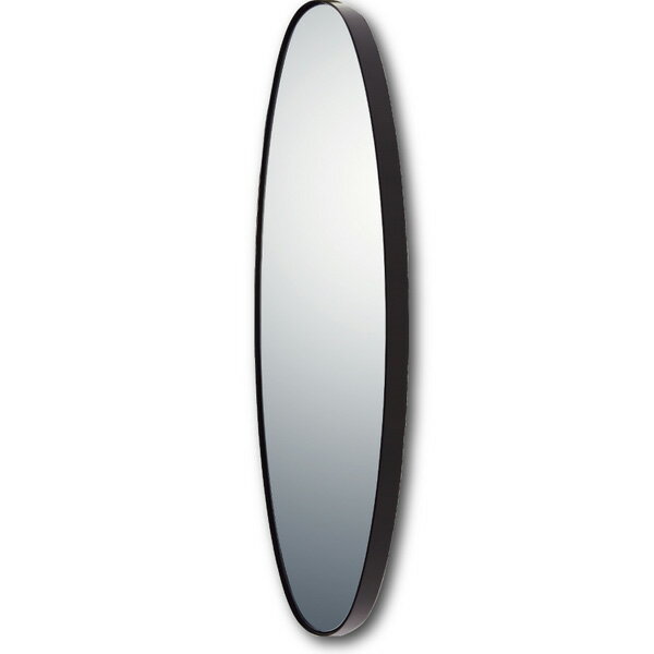 【BLACK FRIDAY限定クーポン】 鏡 紐で吊るせる 壁掛け 変形ミラー オーバル ミラー「オーバルロング グロスブラック」