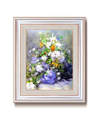 ルノアール(ルノワール) 銀の額 王道の6号サイズ 複製画 洋画 有名な絵画 油絵 お任せ下さい!初めての絵画購入 「ルノアール 花瓶の花」複製画