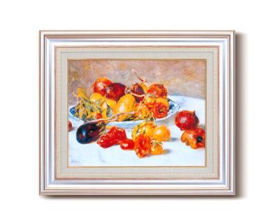 【初めての絵画】ルノアール(ルノワール) 銀の額 重厚な6号サイズ 複製画 洋画 有名な絵画 油絵 お任せ下さい!初めての絵画購入 「ルノアール 南仏の果実」複...