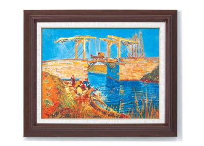 ゴッホ【アルルのはね橋】F6号 木製額 名画 有名絵画 複製画 絵画